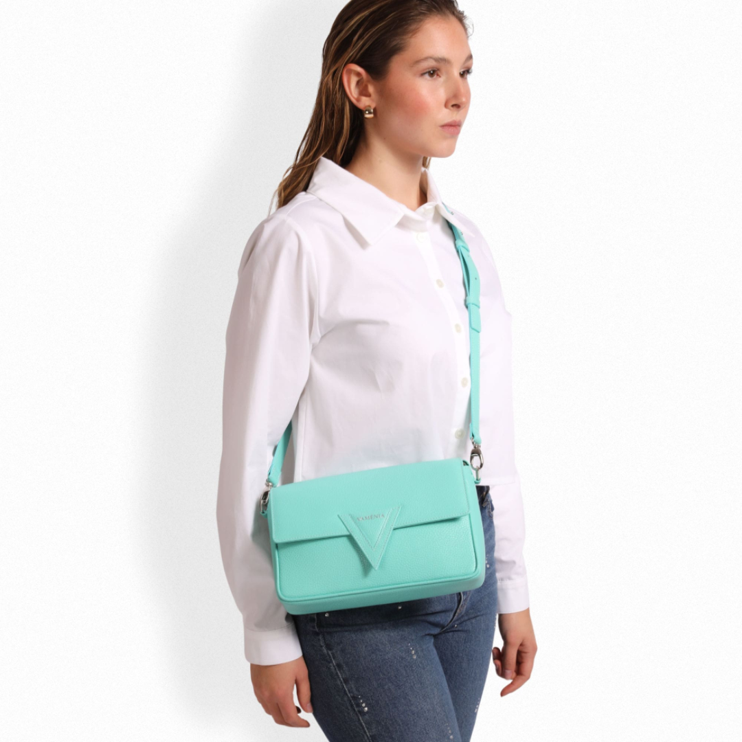 Turquoise Crossbody Bag Grained Calfskin Stylish Shoulder Bag for Women Trendy Daily Use