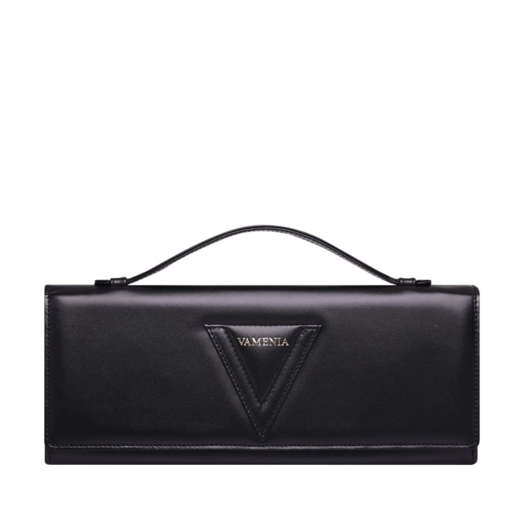 Shop Long Clutch Black Calf Leather Elegant Designer Bag Online.