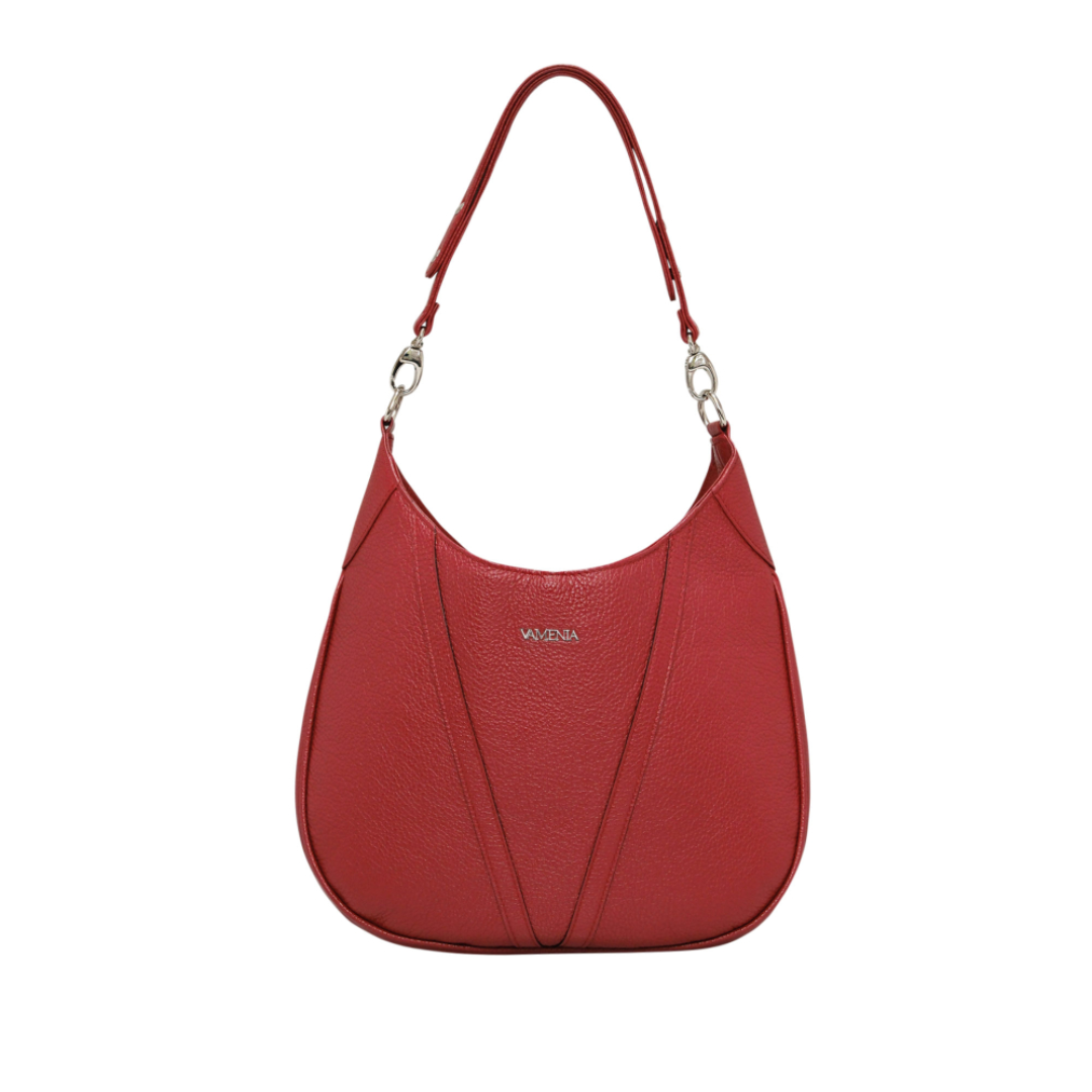 Hobo Shoulder Bag Wine Red Calf Leather Luxury Designer Handbag Stylish Durable Everyday Use
