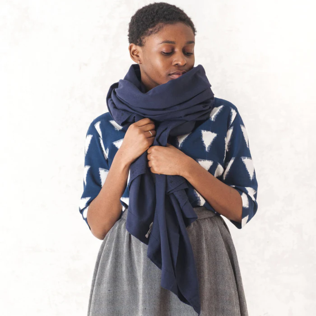Buy Sanavi Cotton Scarf Night Blue Soft Lightweight Stylish Daily Wear Scarf Online
