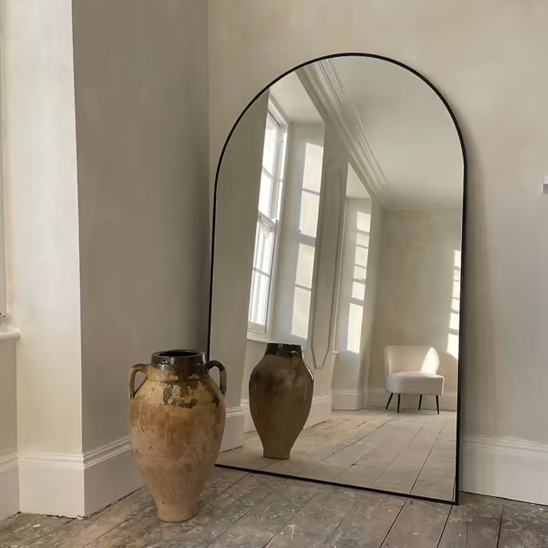 Black Arched Metal Mirror 180x110cm – Home Decor Mirror | UK Supplier