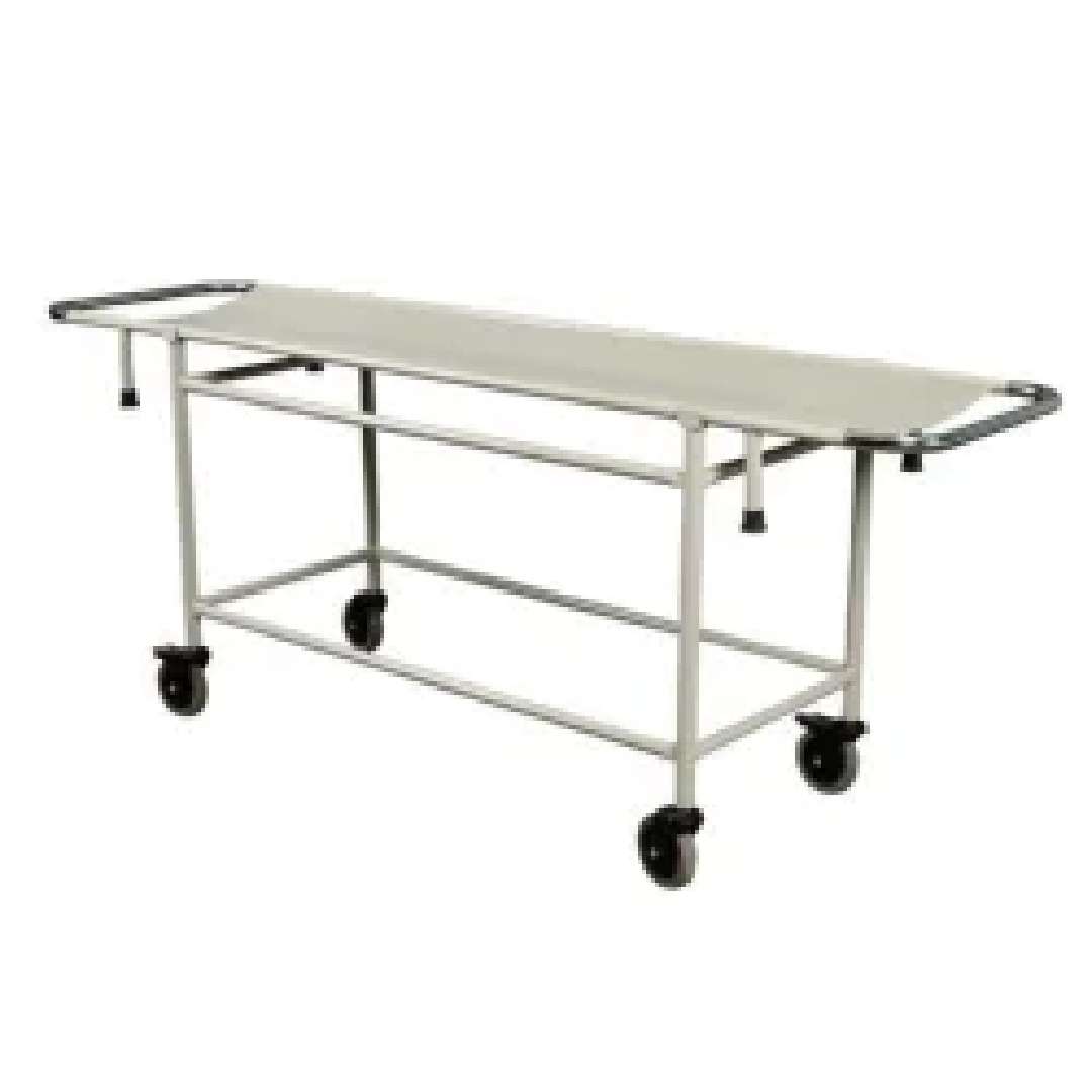 White Mild Steel Stretcher Trolley With Side Rail & cylinder carrier, For Hospital, Size: 85*25