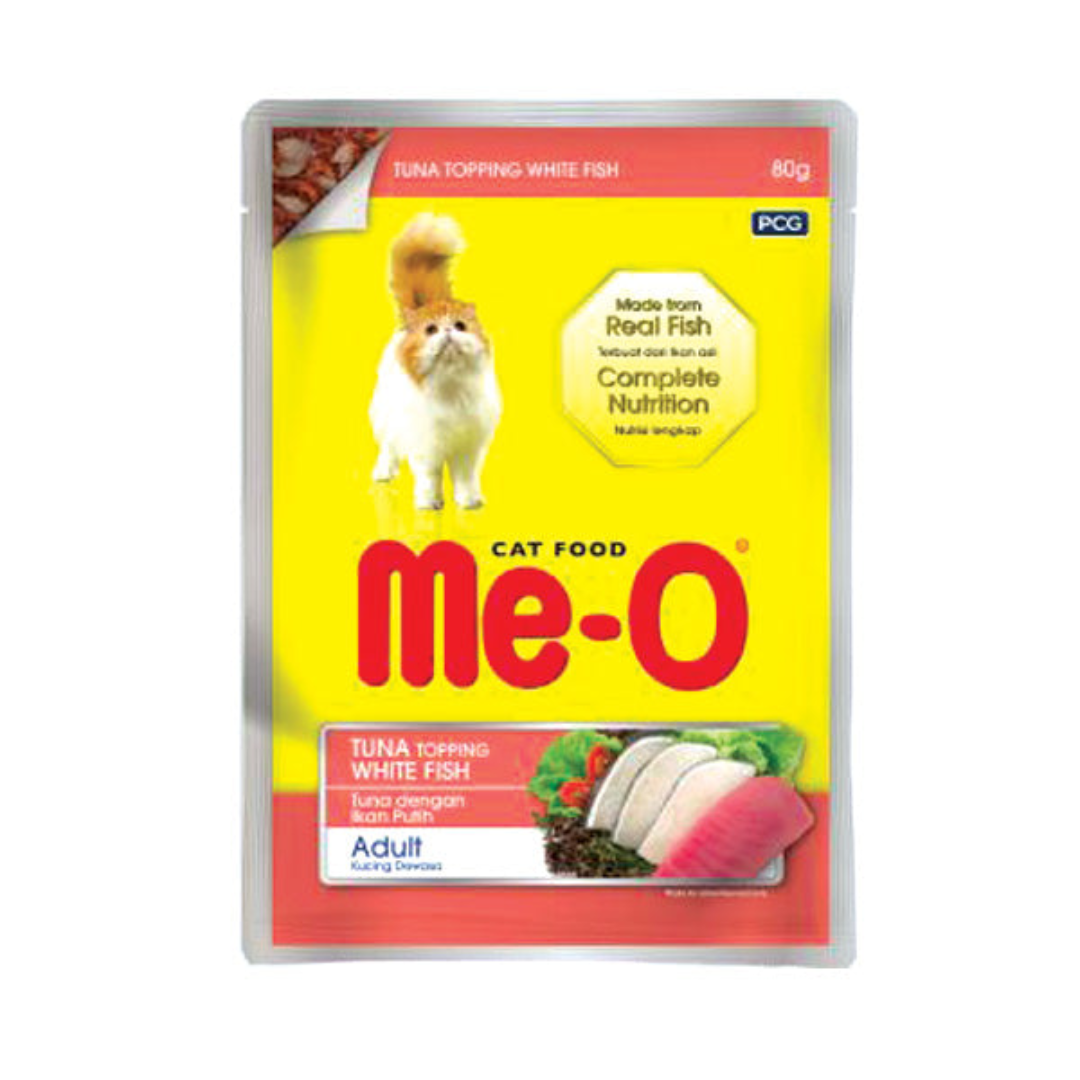 Me O Tuna and White Fish Topping Wet Cat Food Pouch 80g Tasty and Nutritious Meal
