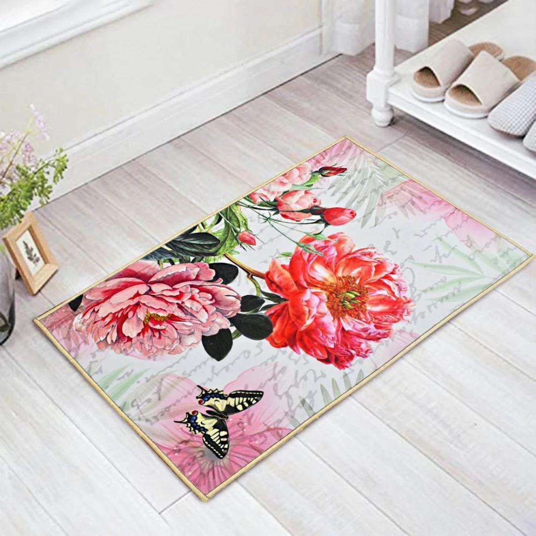 Nylon Floral Flower Anti Skid Doormats