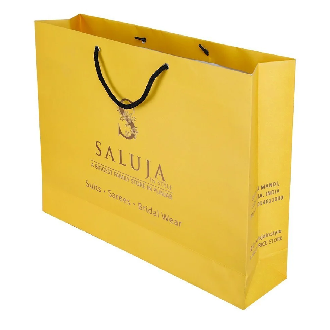 Navy Blue Printed Duplex Paper Shopping Bag