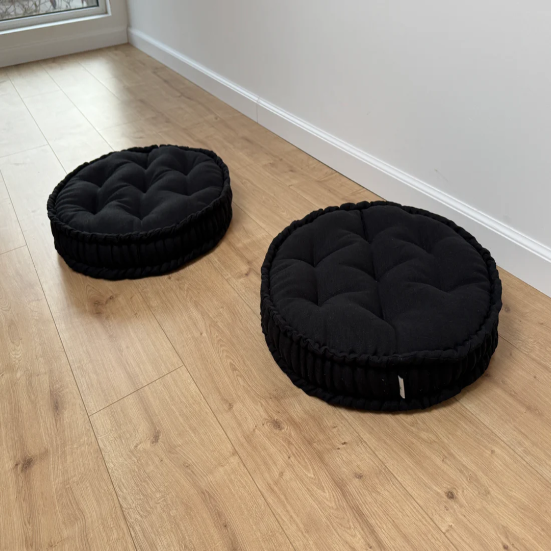 Black Hemp Linen Floor Cushion – Comfort Seating USA