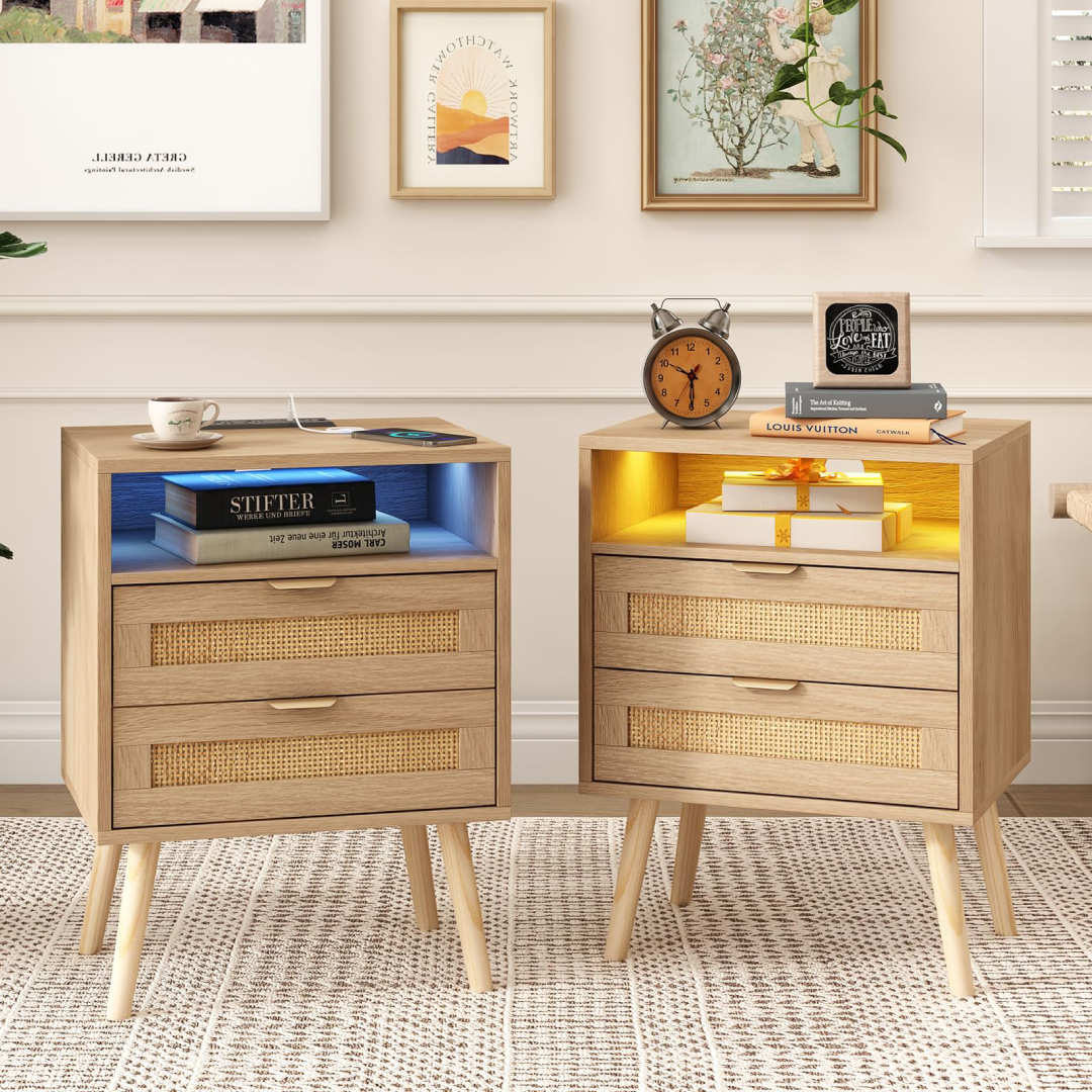 Multi-Drawer Nightstands Functional Storage USA