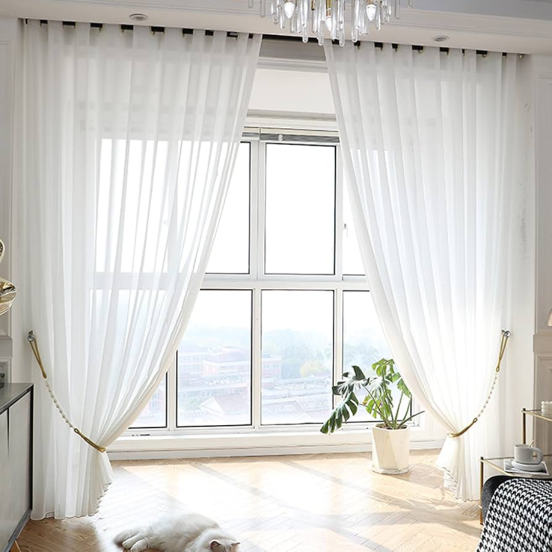 Elegant Sheer Curtains Lightweight Soft Fabric Window Drapes for Living Room Bedroom and Home Décor