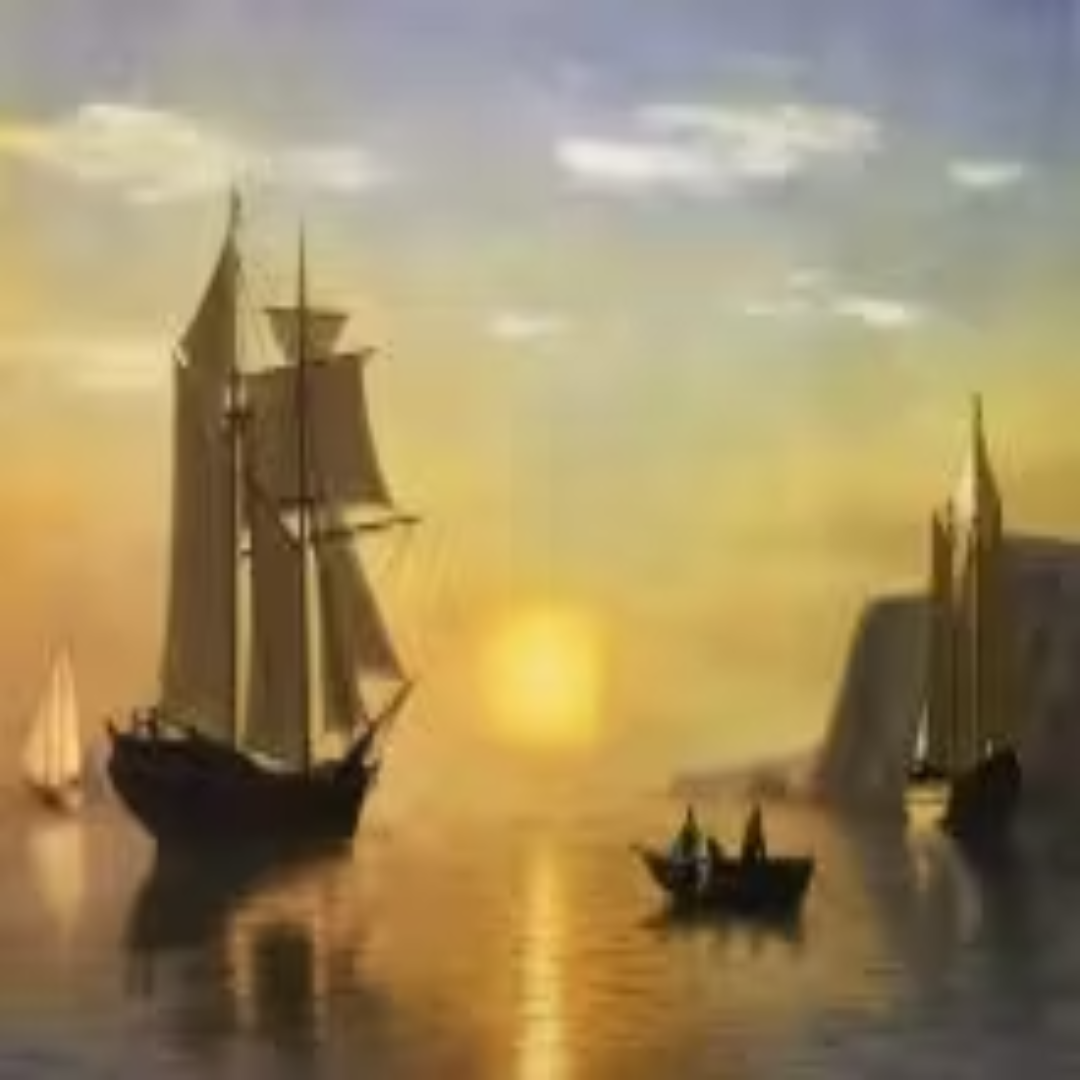 William Bradford Sunset Painting – Bay of Fundy Framed Artwork | USA