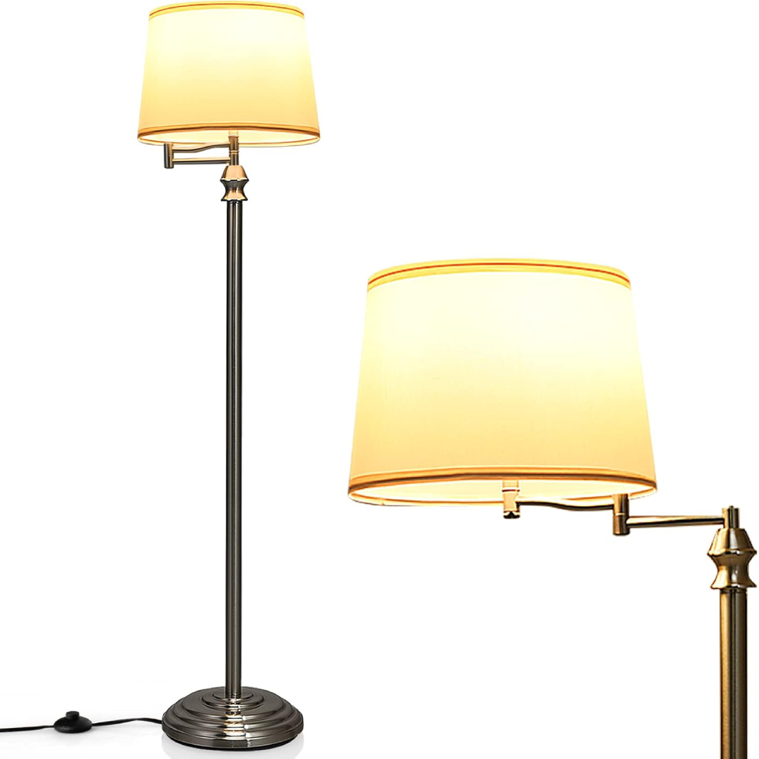 Swing Arm Floor Lamps Adjustable Reading Standing Lamp with Flexible Arm for Home Office Use