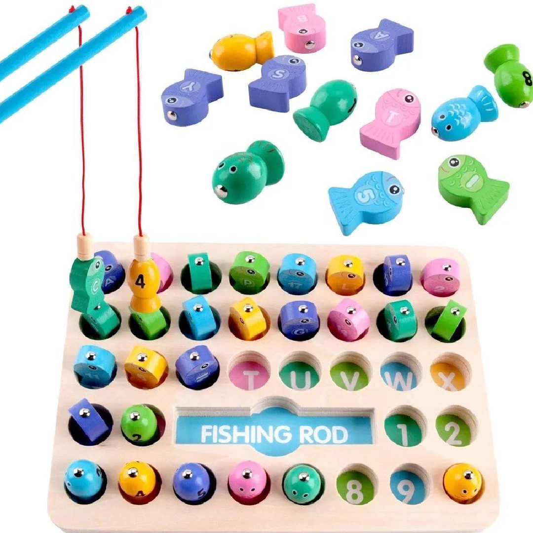 Educational Wooden Match Lettered Fish Board Games, Number Of Players: 1