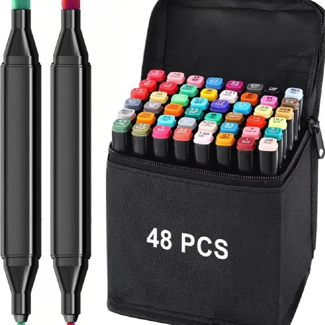 48 Art Markers Set - Watercolor Brush & Sketch Pens