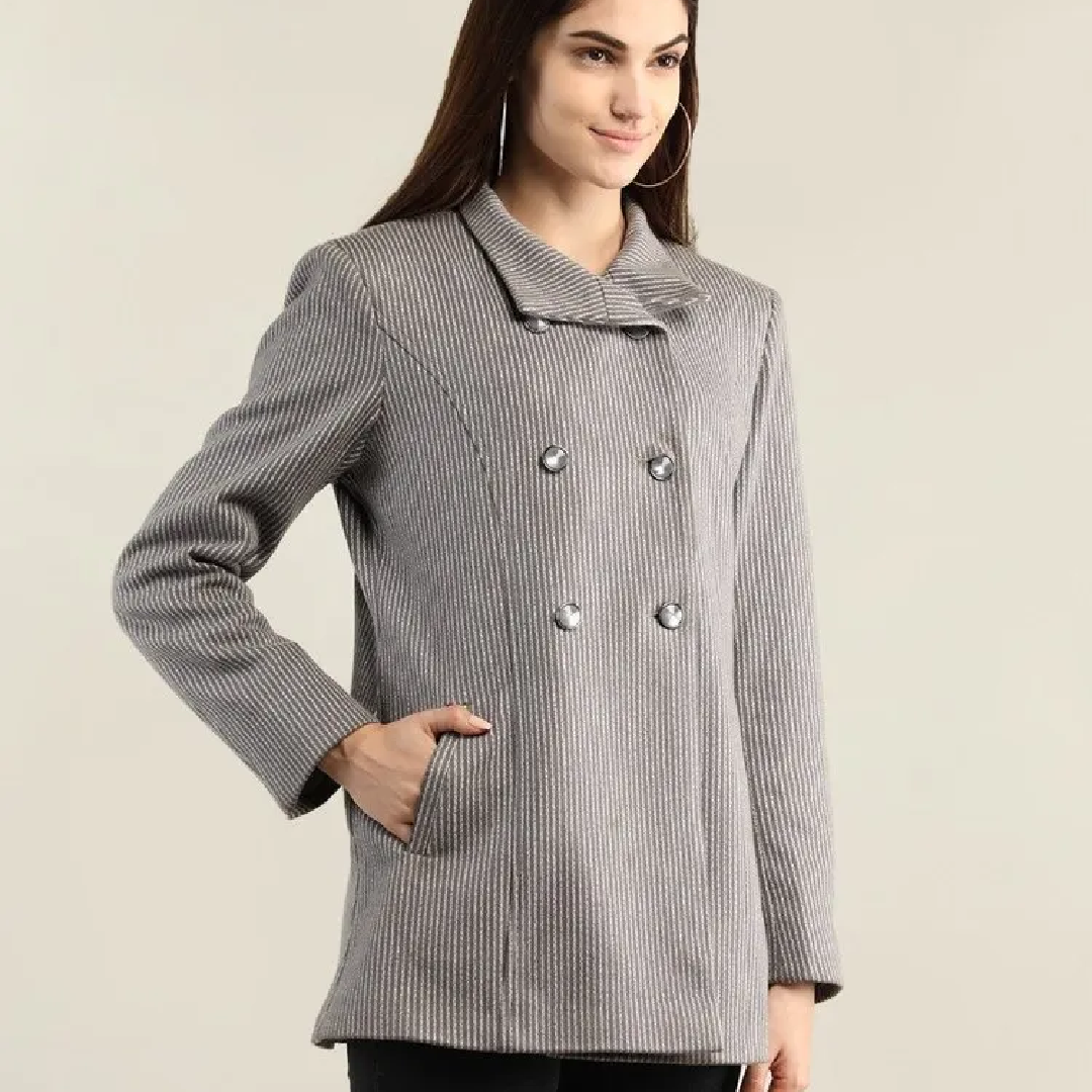 Striped Polycotton Ladies Winter Blazer