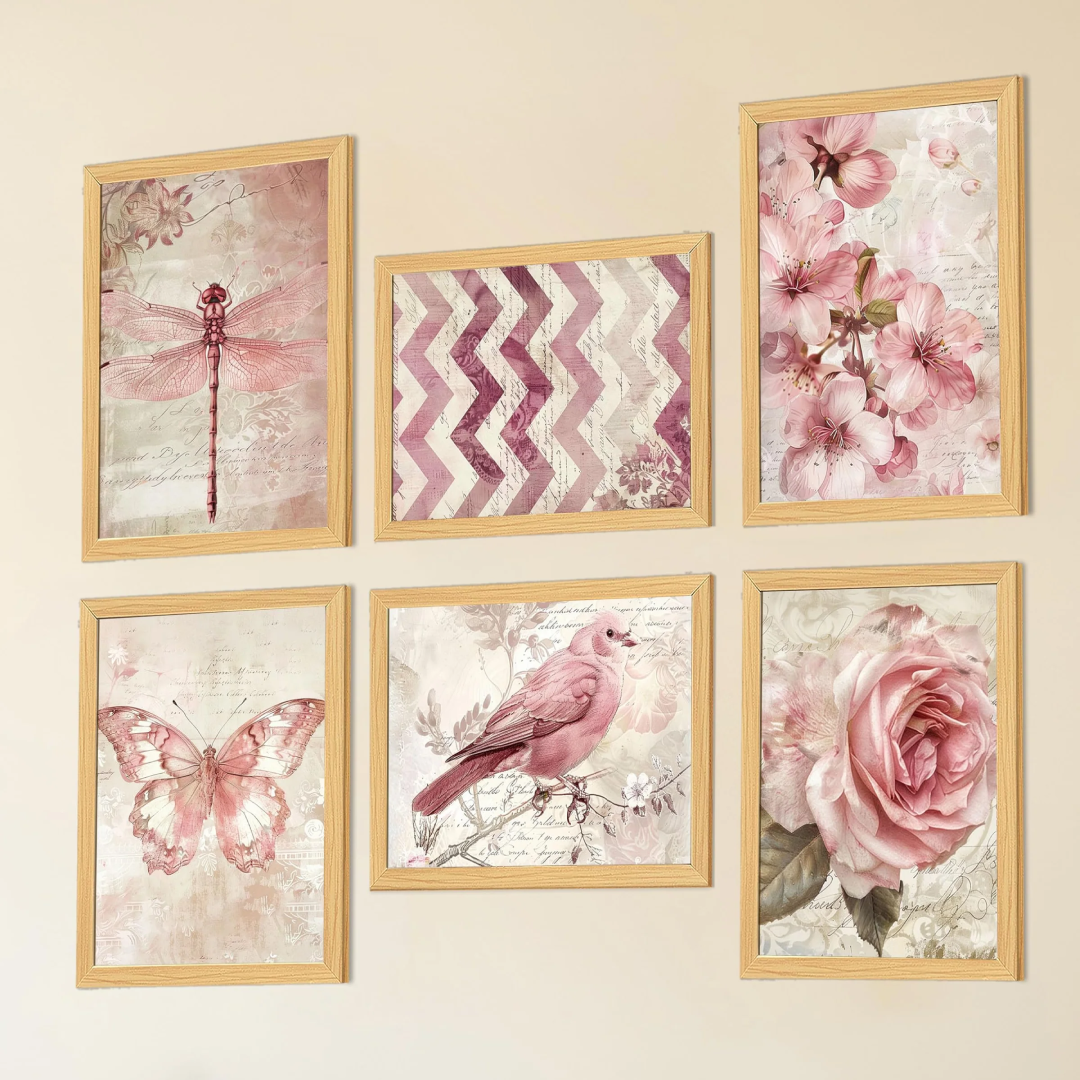 Framed Wall Posters For Home Decor (Set of 6, 9.4x12.8 Inches)