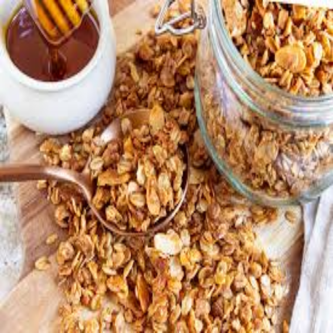 Crunchy Granola Breakfast Cereal with Oats Nuts and Honey Healthy Snack for Active Lifestyle