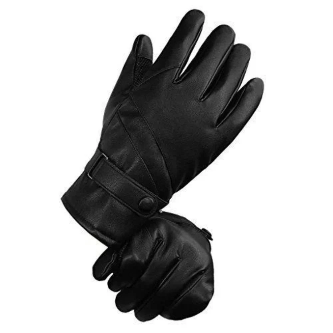 Black Winter Leather Gloves